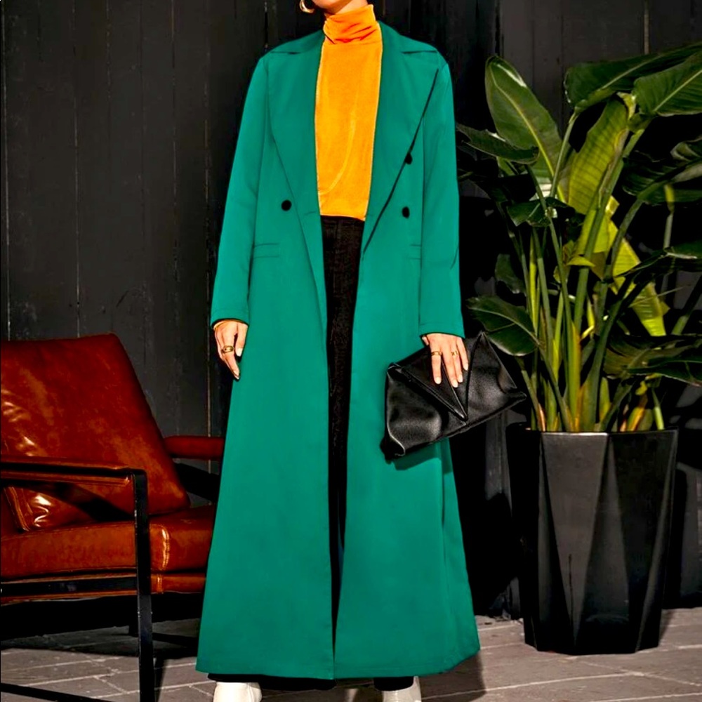 Green long trench coat NEW